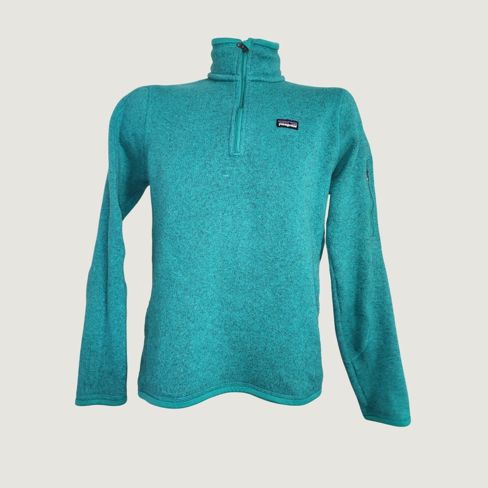 Patagonia Womens Better Sweater 1/4 Zip Fleece Pullover Teal Heather Me nursing